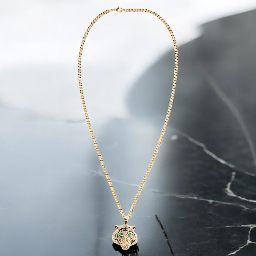 NEW Ed Hardy Stainless Steel 26" Necklace, Unisex, Gold Tiger Pendant, NWT Y2K - Picture 5 of 5